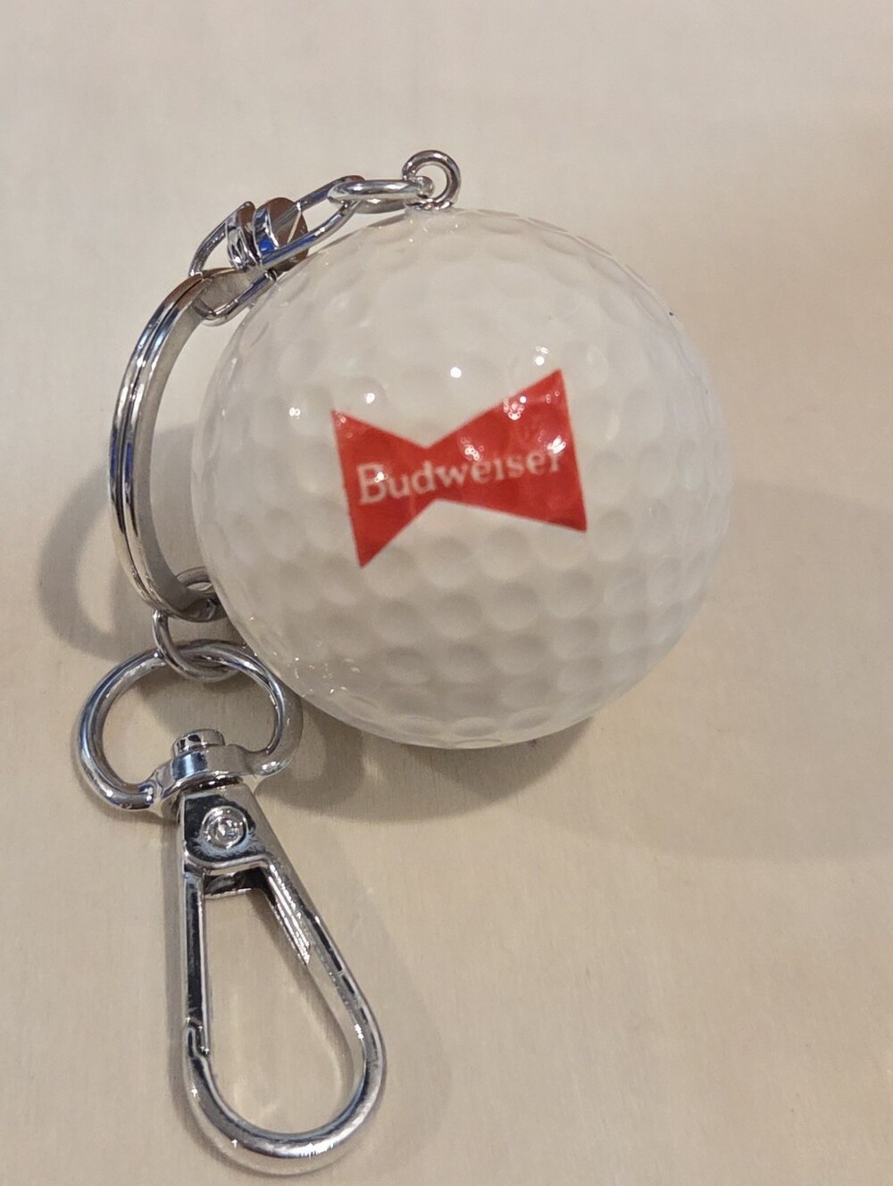 Vintage Budweiser Golf Ball Keychain Bag Marker Upcycled